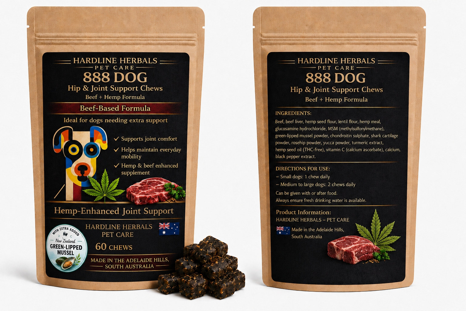 888 DOG Hip & Joint Support Chews – Beef Hemp